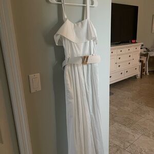 Karl Lagerfeld Elegant White Strapless Dress